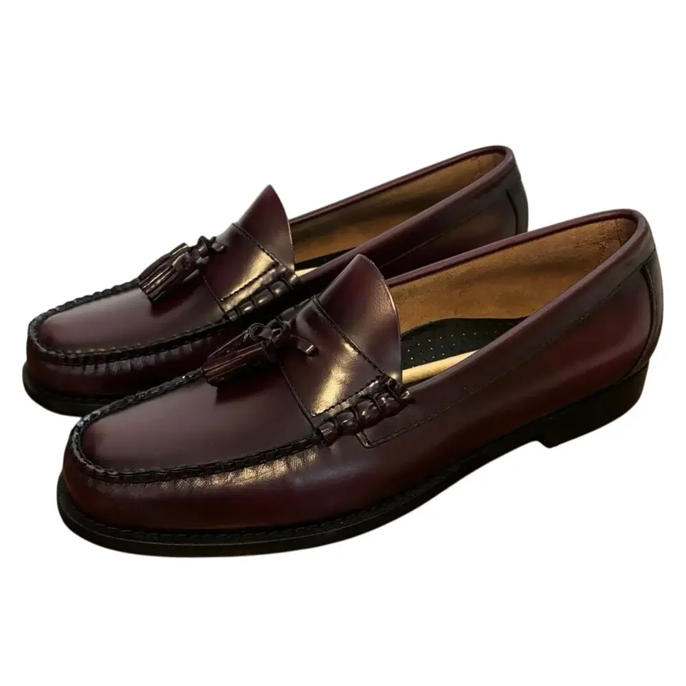 G.H. Bass Men’s Tassel Loafers 11.5 • Genuine Leather • Burgundy • NEW With Box